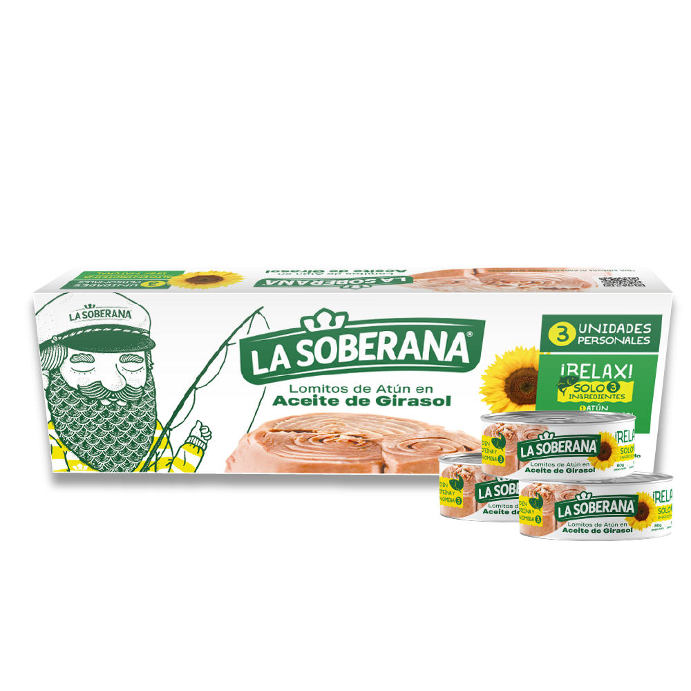 Lomitos De Atún La Soberana Aceite Girasol 3 Unidades 240Gr