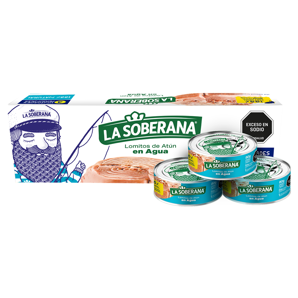 Lomitos De Atún La Soberana Agua 80Gr 3 Unidades