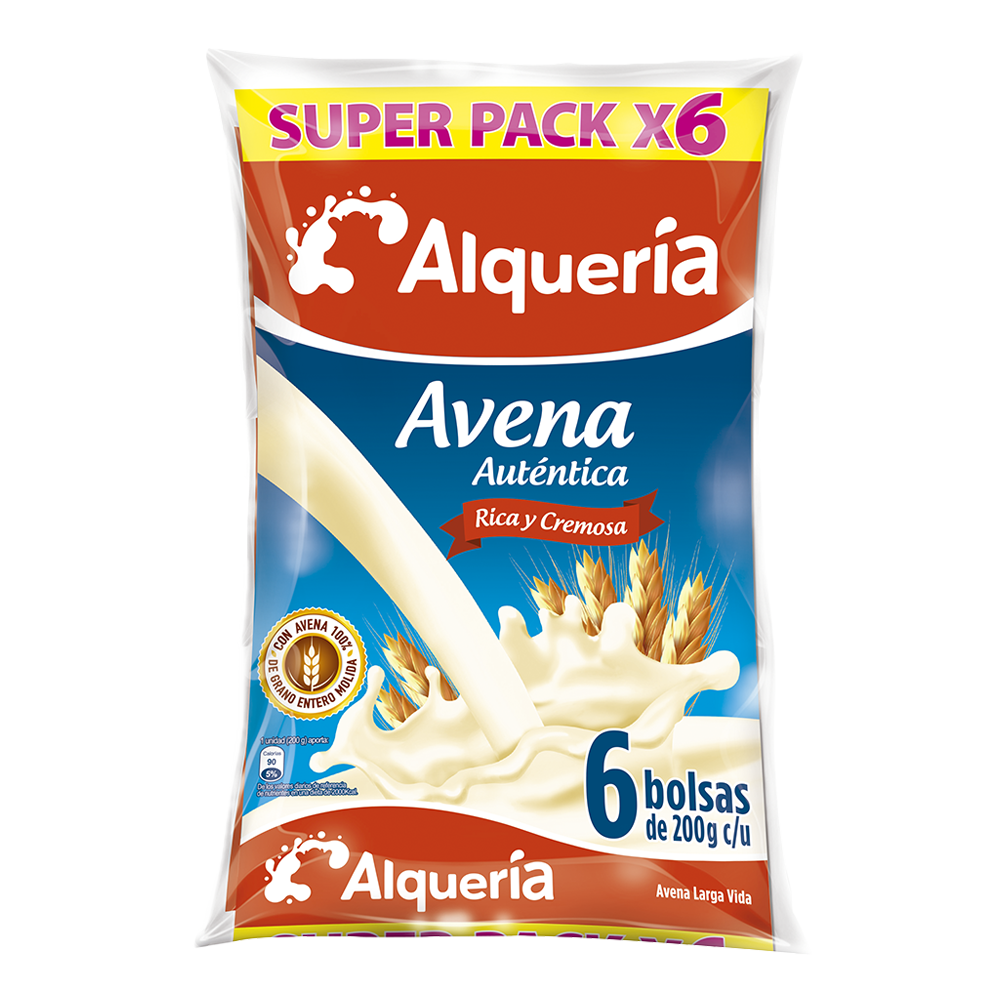 Avena Alqueria Auntentica Bolsa 6 Unidades 1200Ml