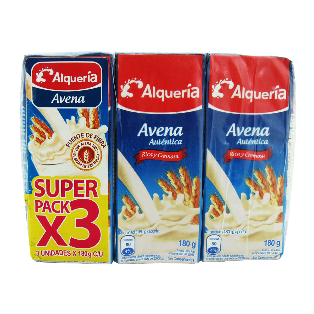 Avena Alquería Auténtica Tetrapak 180Gr 3 Unidades