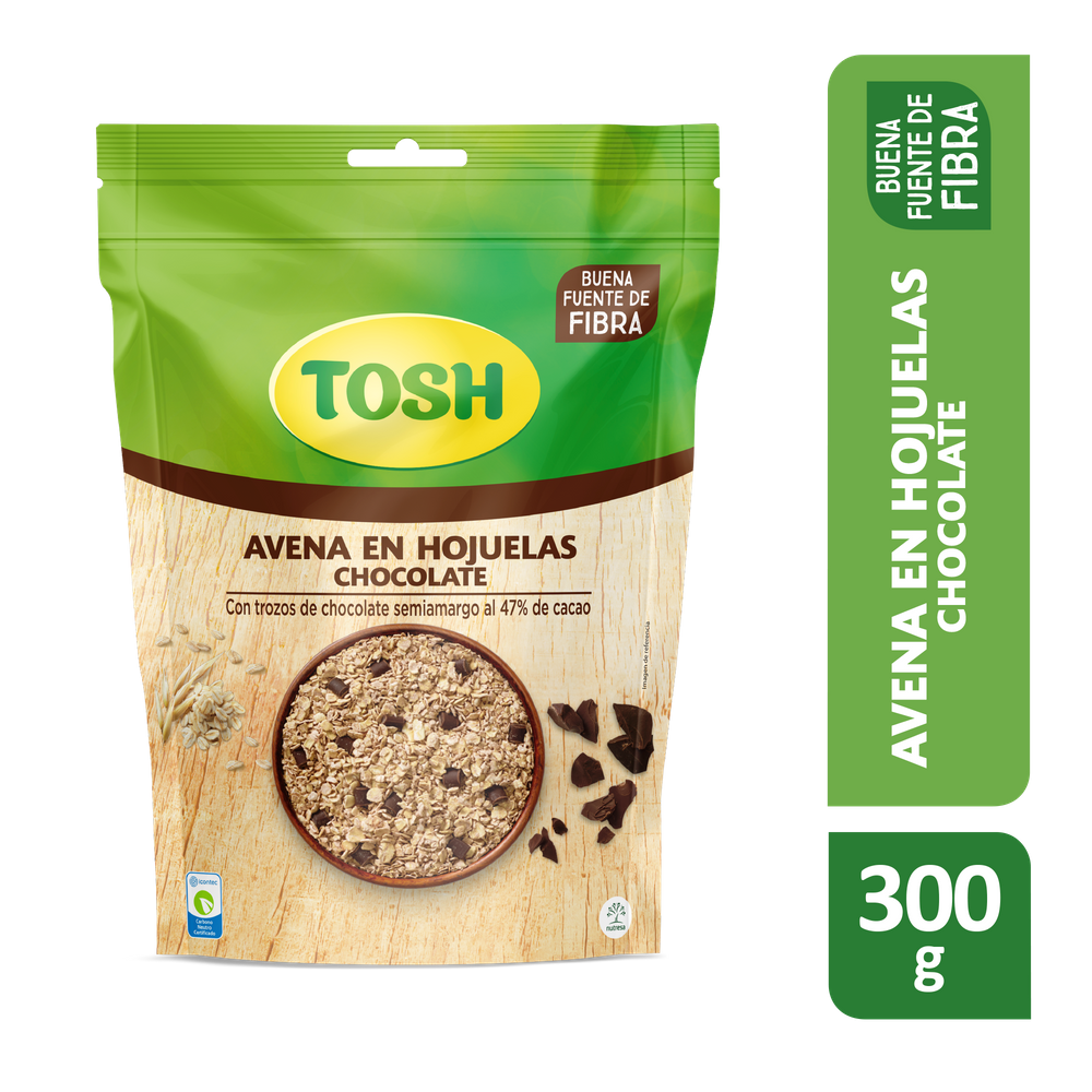 Avena En Hojuelas Tosh Con Trozos De Chocolate Semiamargo 300Gr