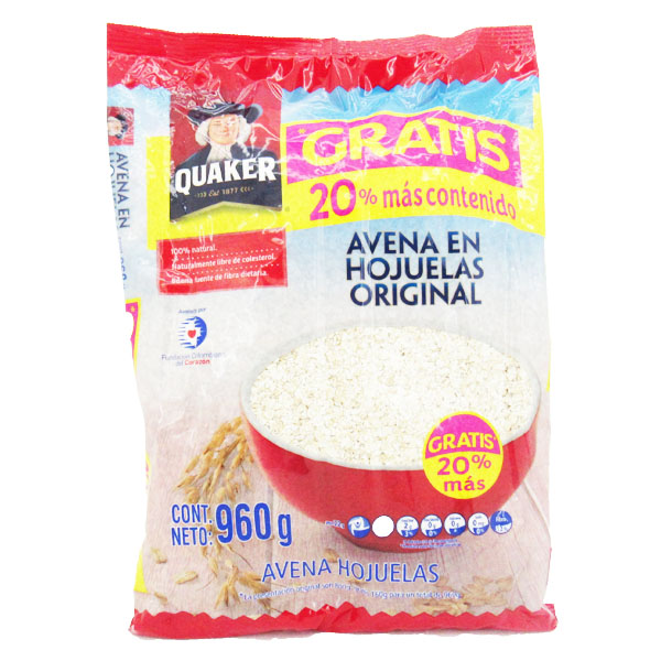 Avena Hojuelas Quaker Bolsa 800Gr 20%+Contenido