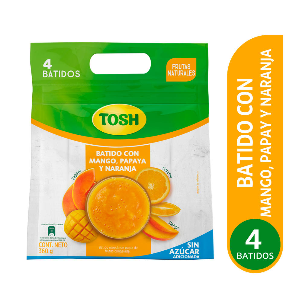 Batido Tosh Con Mango Papaya Y Naranja 4 Unidades 360Gr