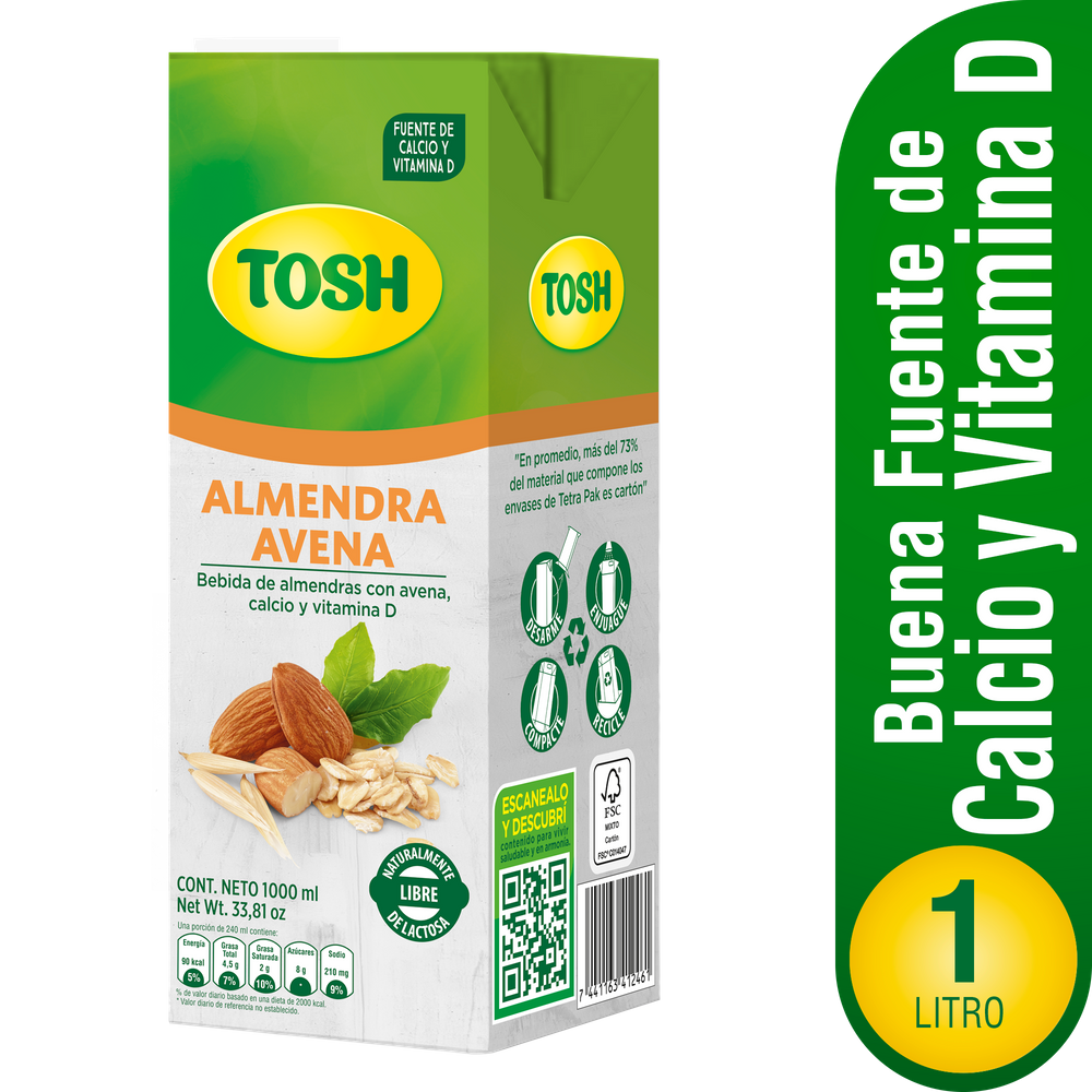 Bebida  Almendras Con Avena Tosh 1000Ml