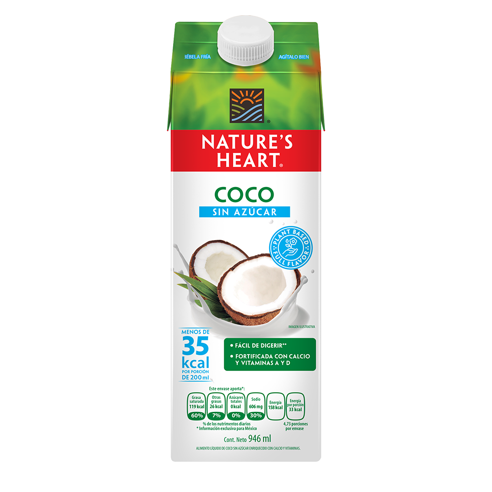 Bebida De Coco Nature's Heart Sin Azúcar Tetrapak 946Ml
