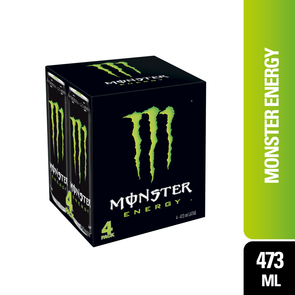 Bebida Energizante Monster Green 473Ml  Lata 4 Unidades