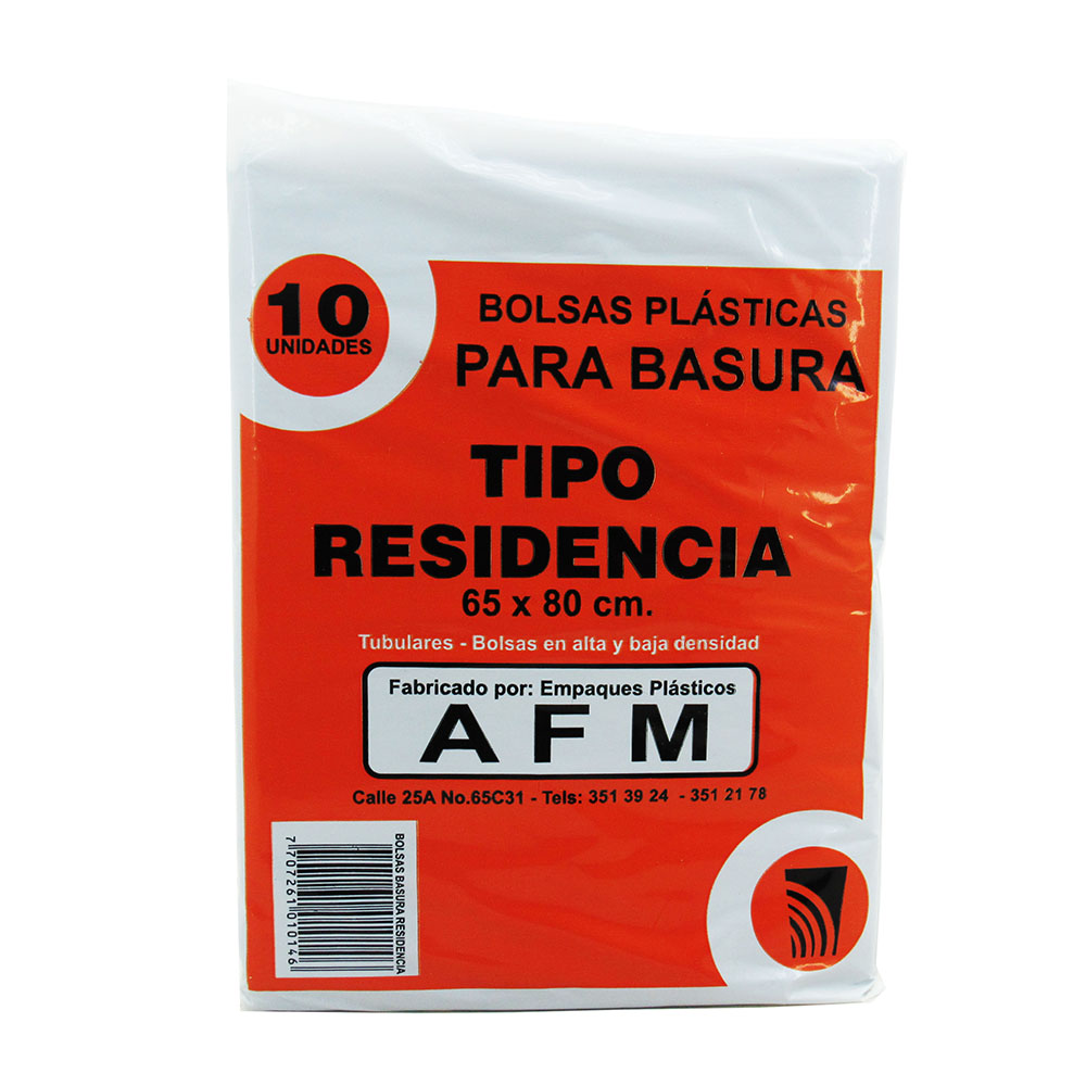 Bolsa Basura Negra AFM Residencia 65X80Cm 10 Unidades