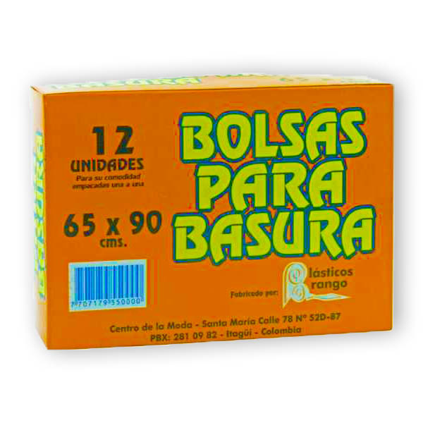 Bolsa Basura Negra Plásticos Arango 65X90 Caja 12 Unidades