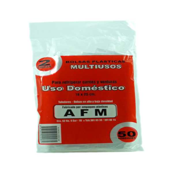 Bolsa Multiuso AFM Domestica Transparente 18X25 2Lb 50 Unidades