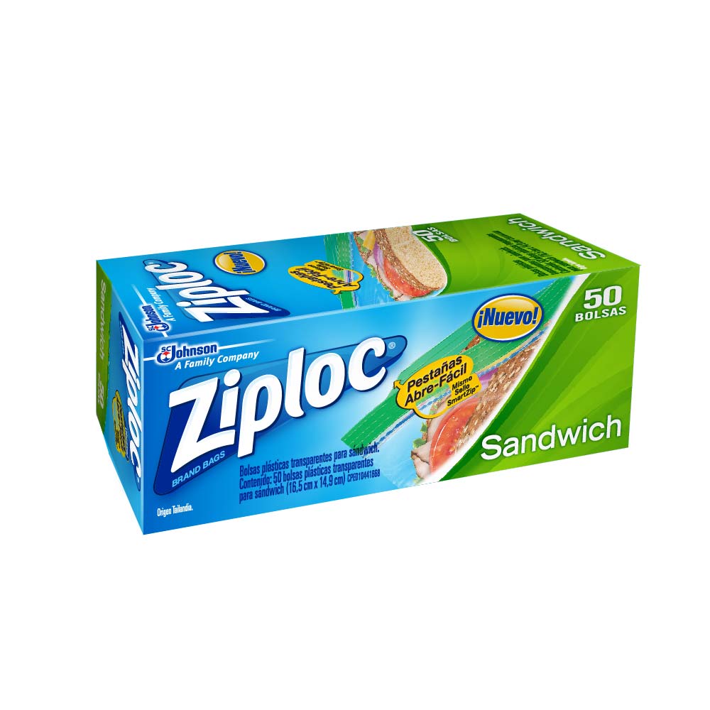 Bolsa Ziploc Transparente Hermética Sandwich 50 Unidades