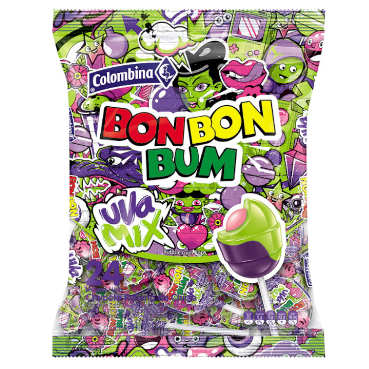 Bon Bon Bum Uva Mix 432Gr 24 Unidades