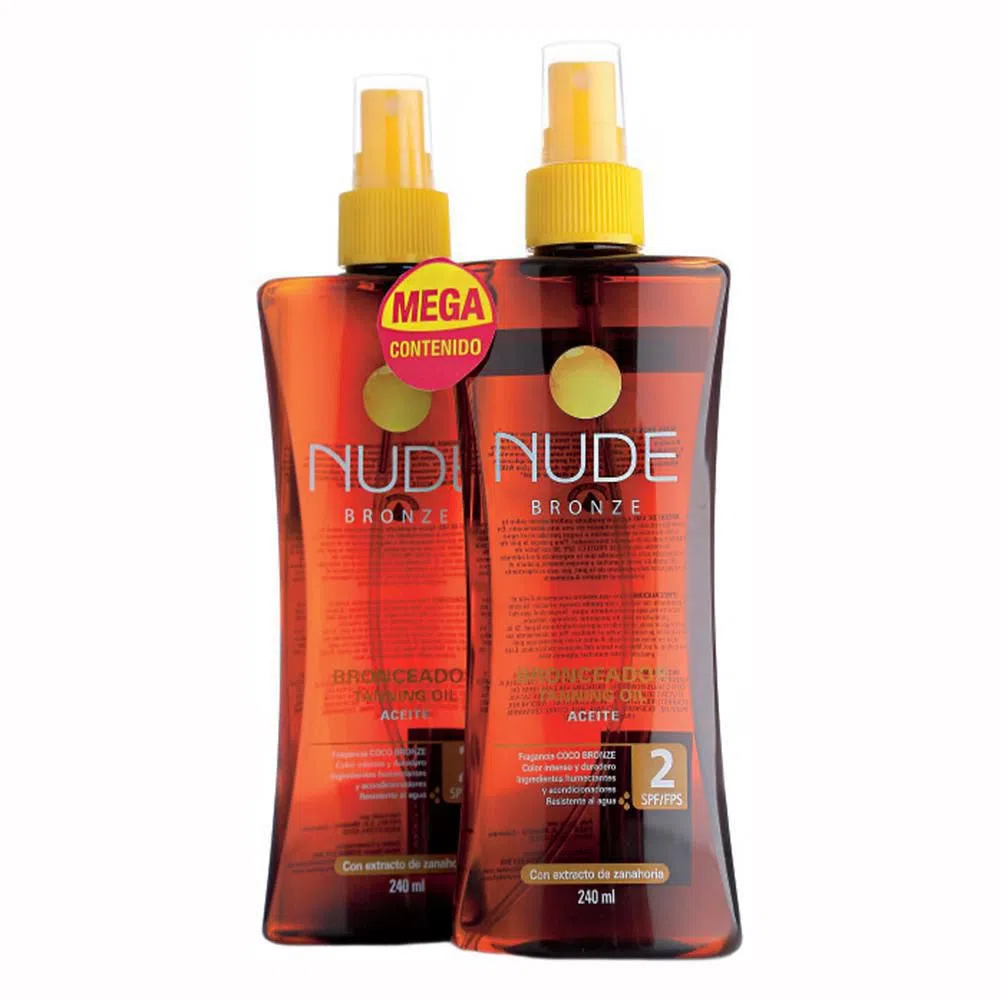 Bronceador Nude Aceite Spf2 2 Unidades 480Ml Precio Especial