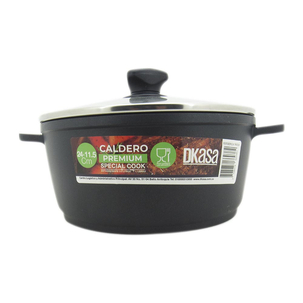 Caldero Dkasa Tapa Vidrio Inyectado 24Cm