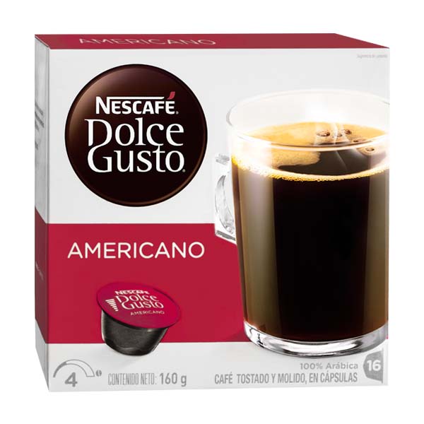 Cápsulas Dolce Gusto Cafe Americano 16 Unidades 160Gr