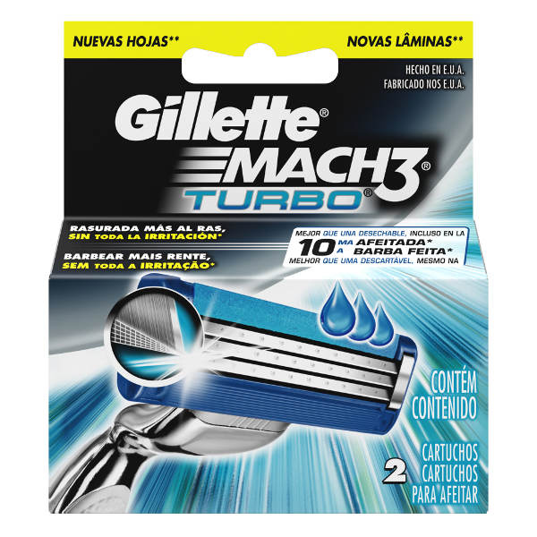 Cartuchos Mach 3 Turbo Gillette Repuesto 2 Unidades