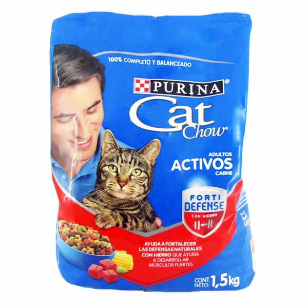 Cat Chow Adulto Activos Carne Fortidefense 1500Gr