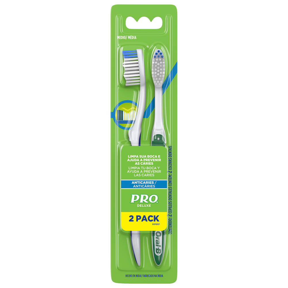 Cepillo Dental Pro Deluxe Medio 2 Unidades