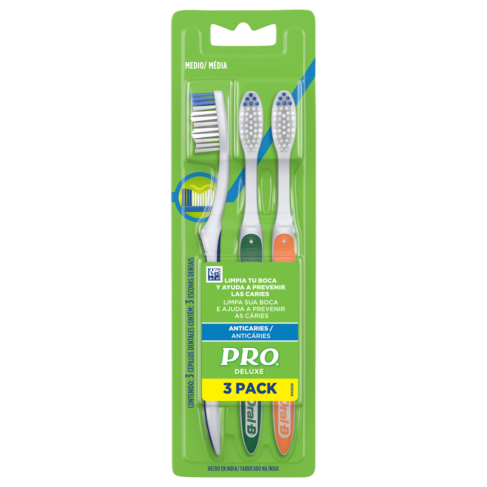 Cepillo Dental Pro Deluxe Medio 3 Unidades