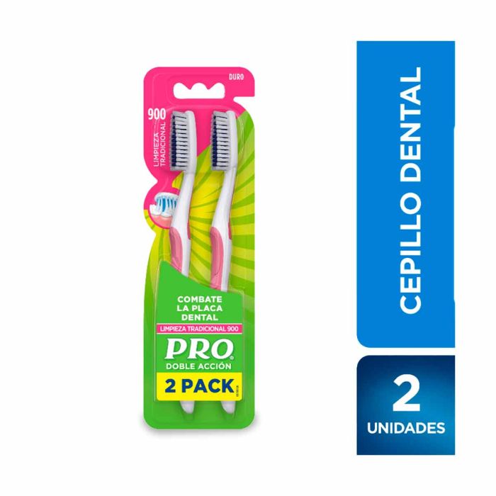 Cepillo Dental Pro 900 Doble Acción Duro 2 Unidades