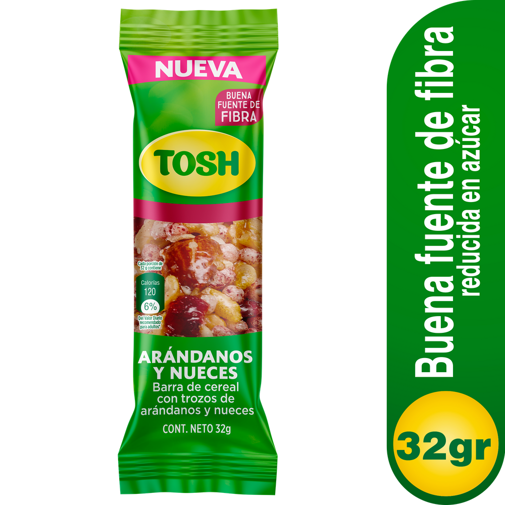 Cereal Barra Tosh Arándanos Nueces 32Gr