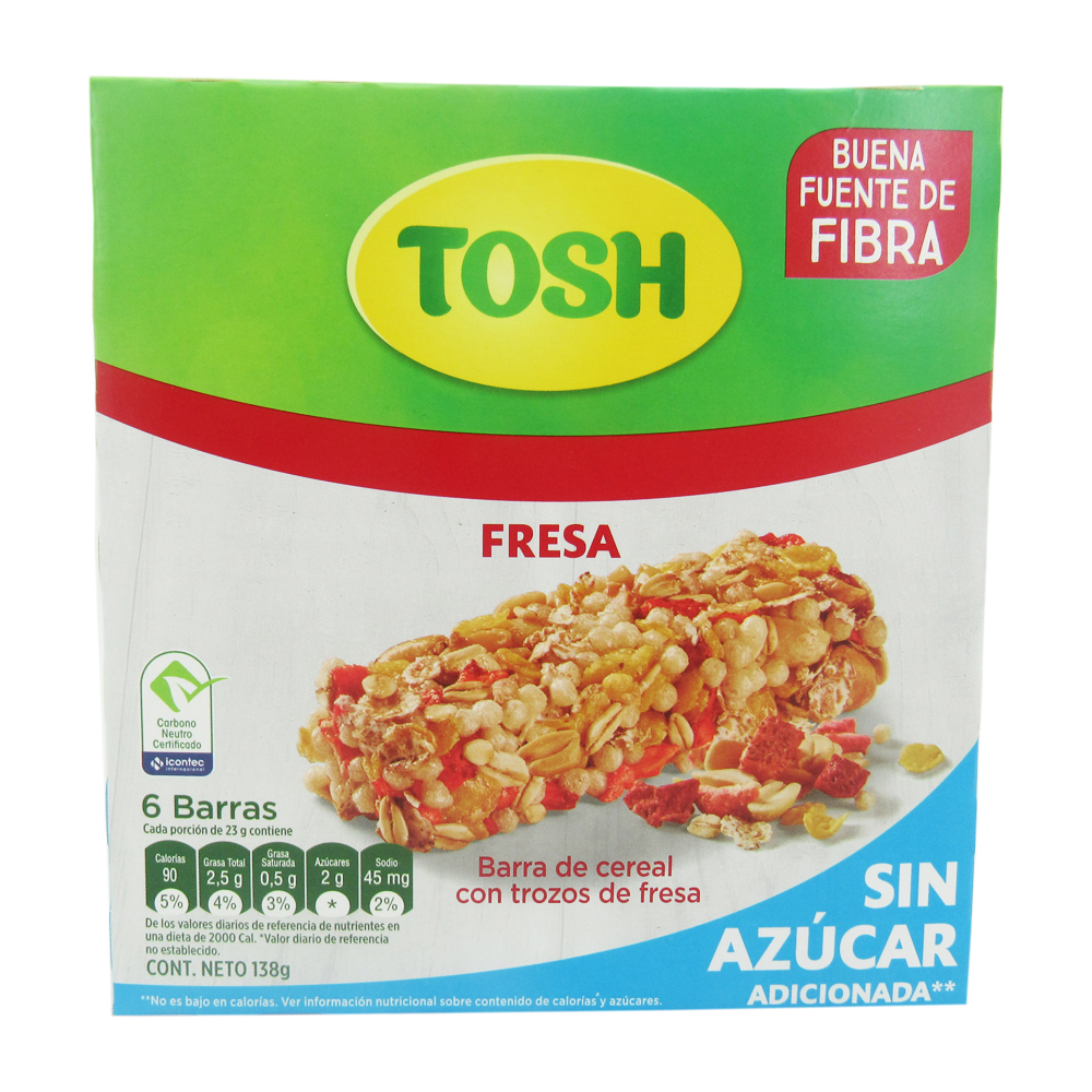 Cereal Barra Tosh Fresa 23Gr 6 Unidades