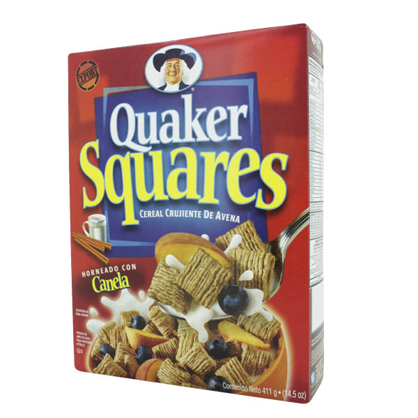 Cereal Quaker Squares Canela 411Gr