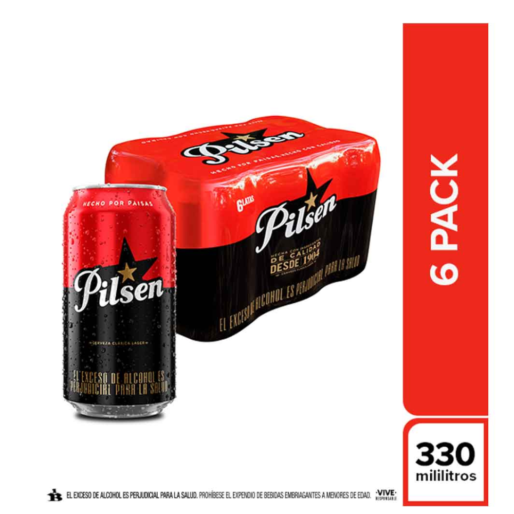 Cerveza Pilsen Lata 6 Unidades 1980Cc