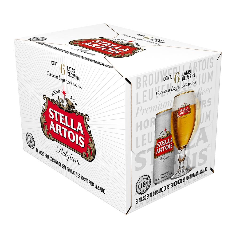 Cerveza Stella Artois Lata  6 Unidades 1614Ml