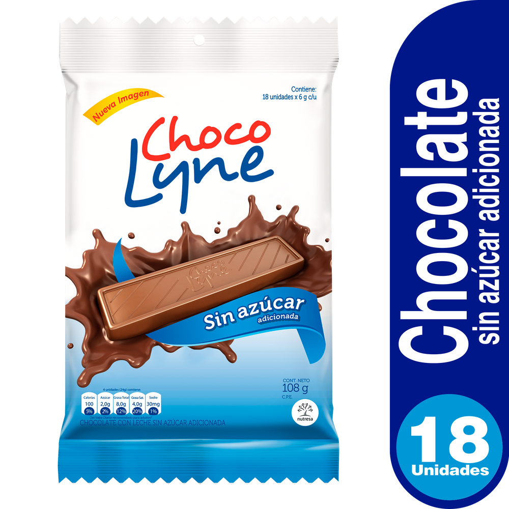 Chocolatina Chocolyne Paquete 18 Unidades 108Gr