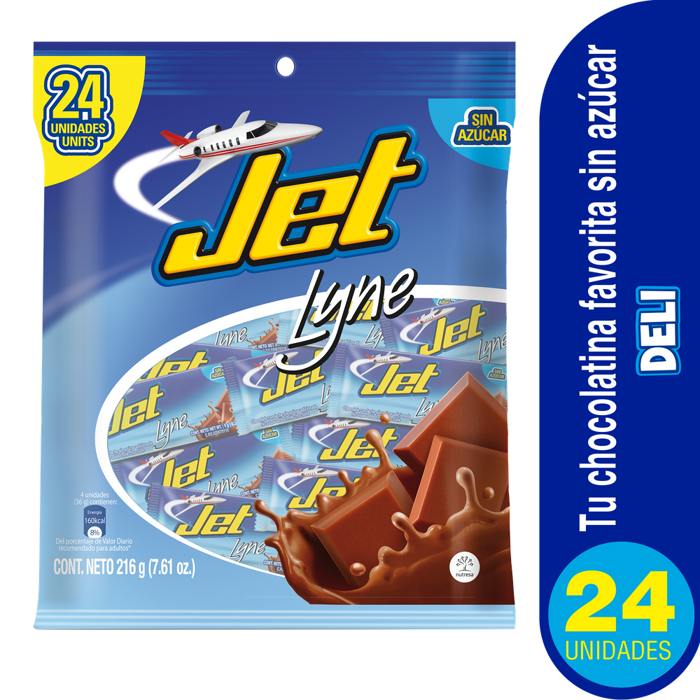 Chocolatina Jet Lyne Bolsa 24 Unidades 216Gr