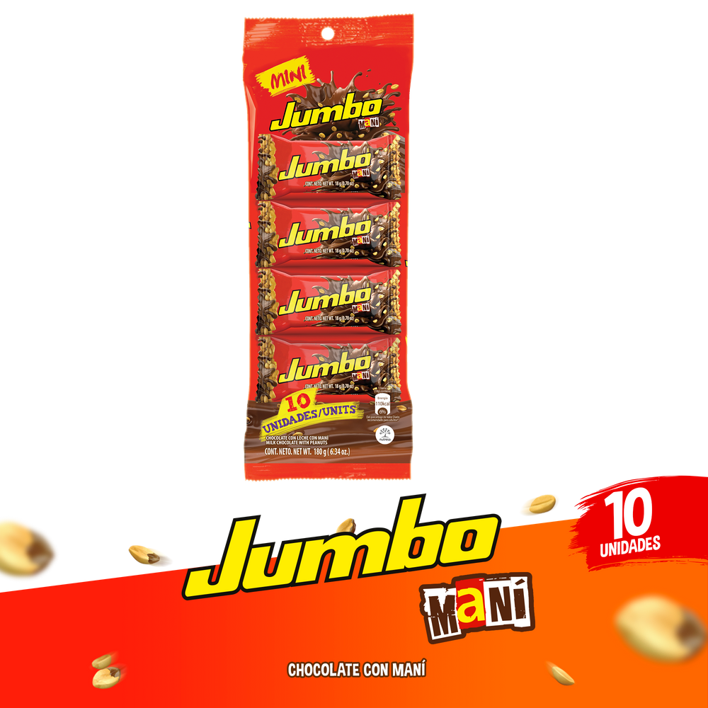 Chocolatina Jumbo Maní 10 Unidades 180Gr
