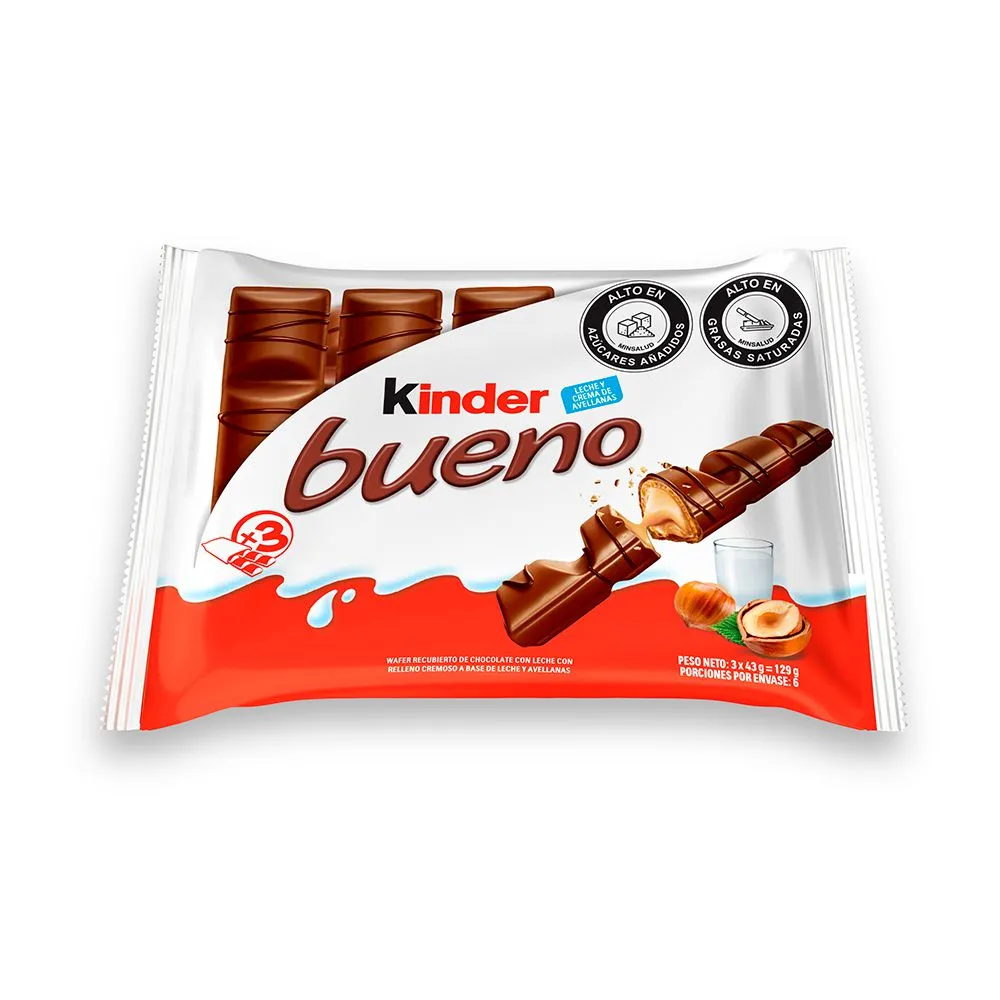 Chocolatina Kinder Bueno 3 Unidades 129Gr