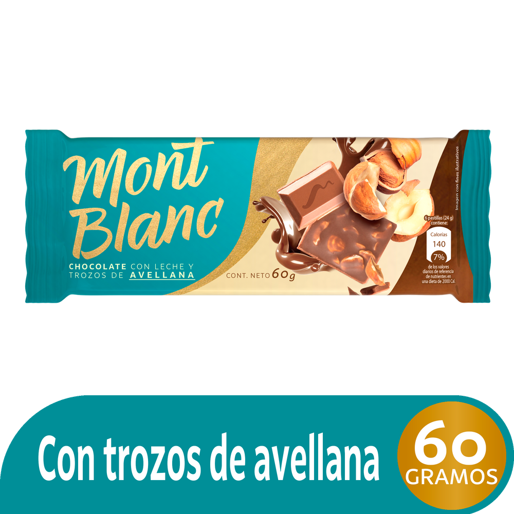Chocolatina Montblanc Leche Y Trozos De Avellanas 60Gr