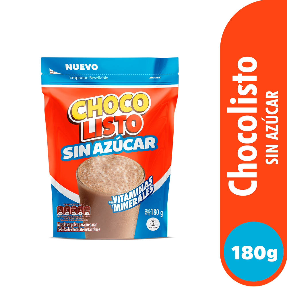 Chocolisto Sin  Azúcar Doypack 180Gr