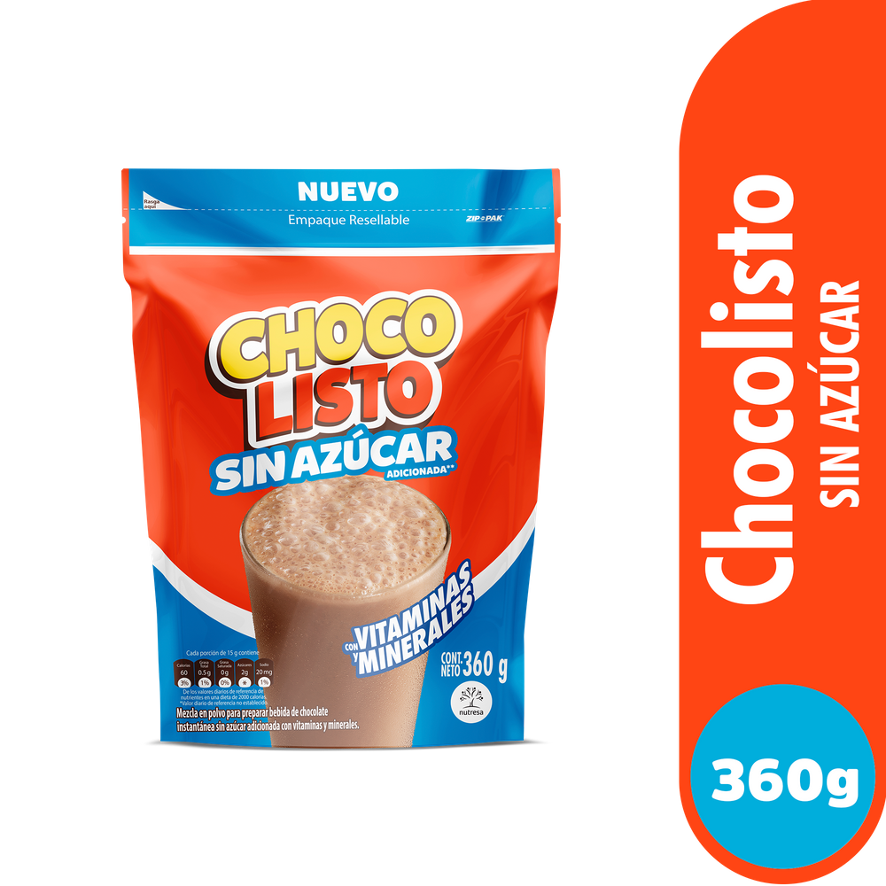 Chocolisto Sin  Azúcar Doypack 360Gr