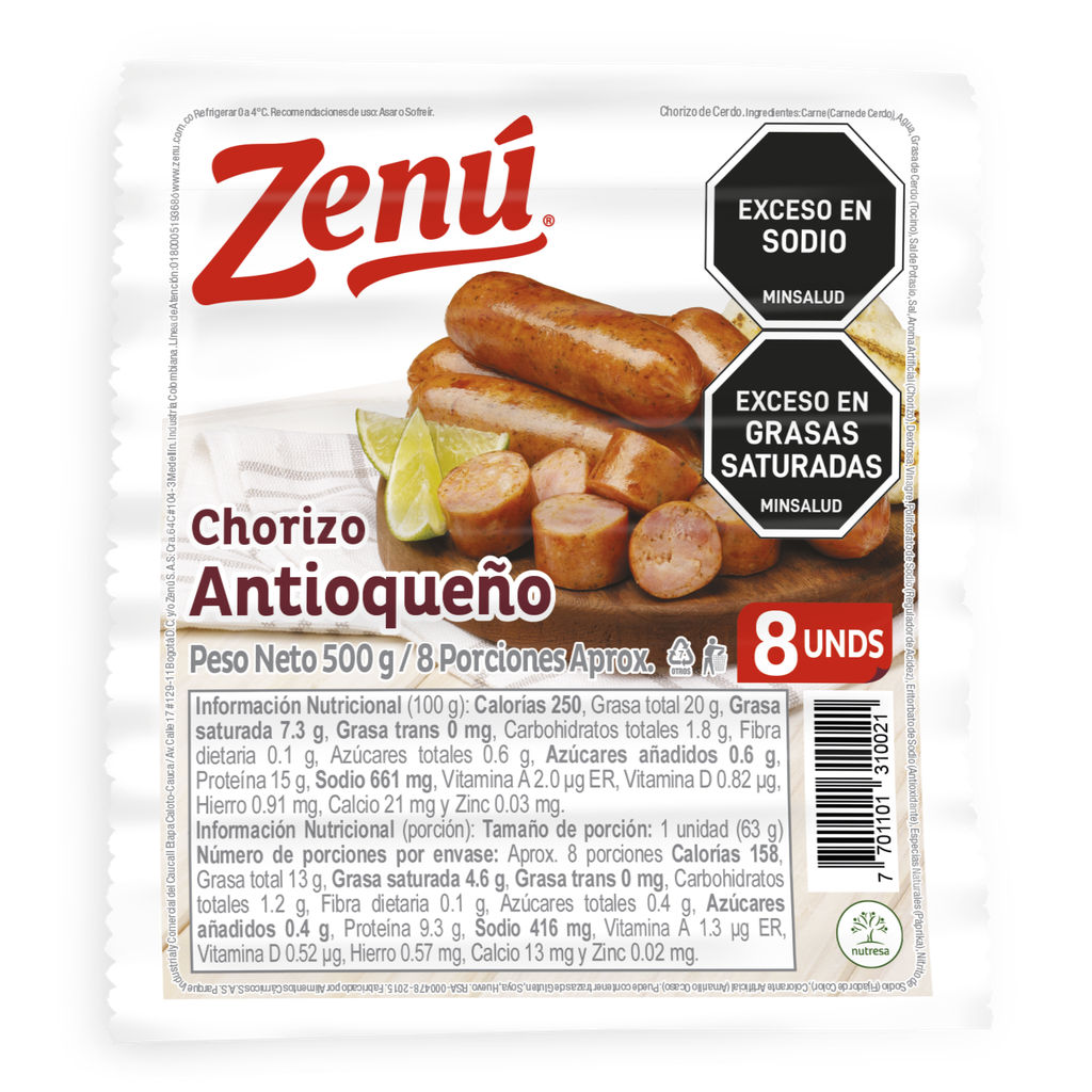 Chorizo Antioqueño Zenú 500Gr