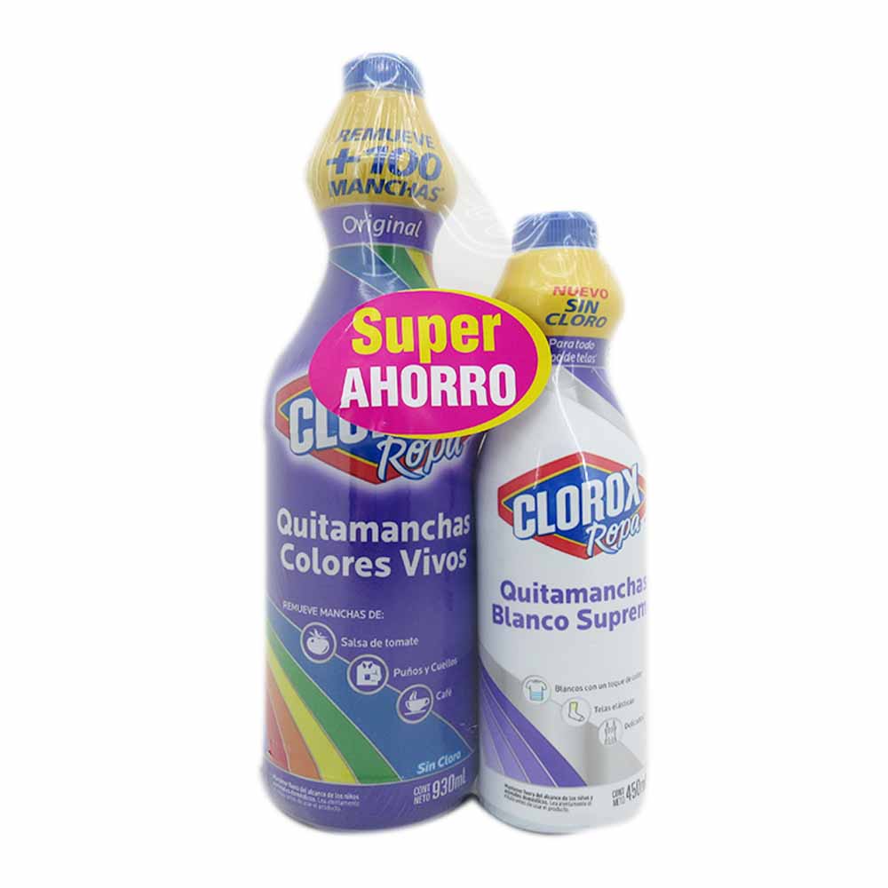 Clorox Ropa Color 930Ml + Clorox Blanco Supremo 450Ml
