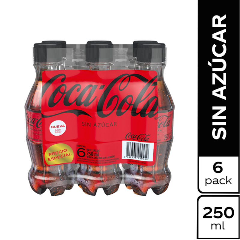 Coca Cola Sin Azúcar 250Ml 6 Unidades