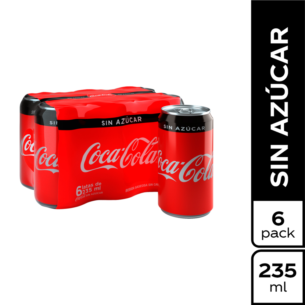 Coca Cola Sin Azúcar Lata 235Ml 6 Unidades