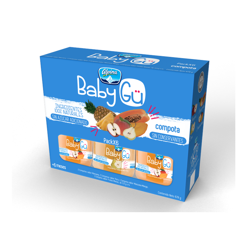 Compota Babygu Multisabor Alpina 113Gr 6 Unidades