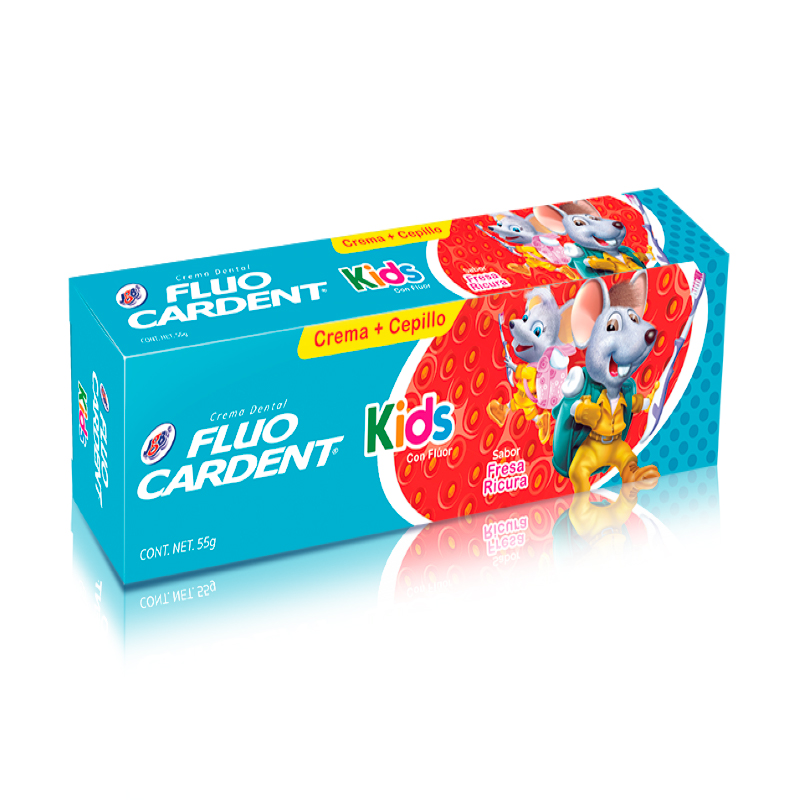 Crema Dental Fluocardent Kids Con Flúor 50Gr + Cepillo