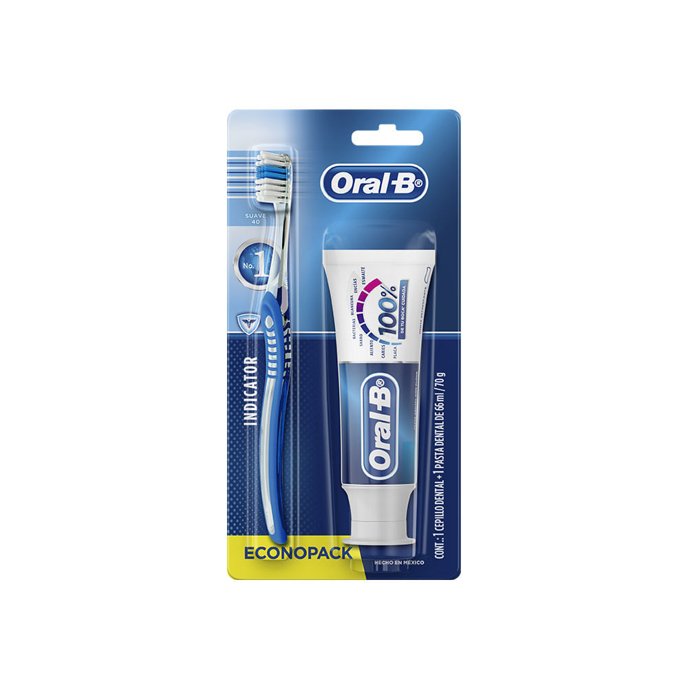 Crema Dental Oral-B 100% 66ML + CEPILLO