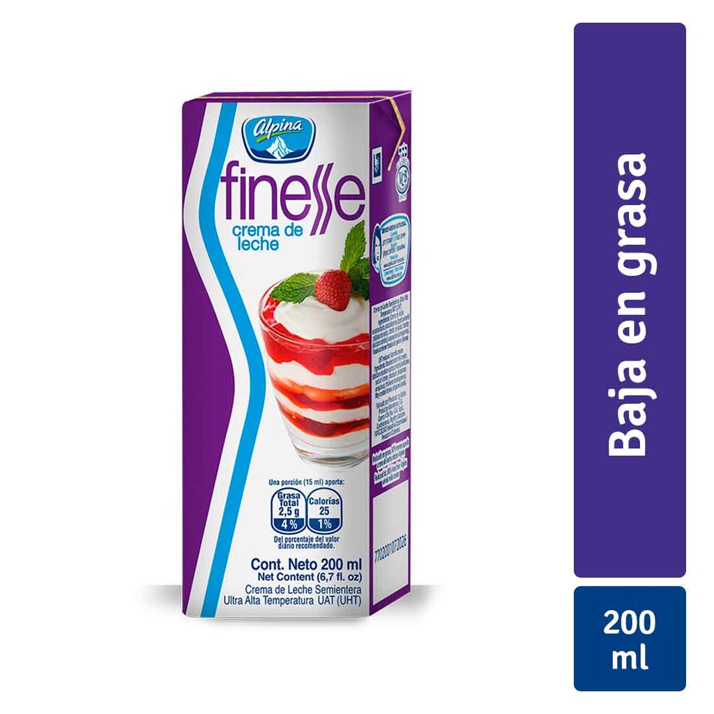 Crema De Leche Finesse Tetrapack 200Ml