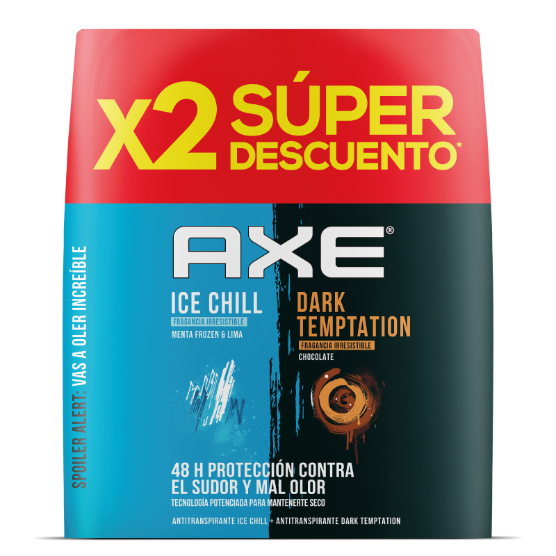 Desodorante Axe Ice Chill Y Dark Temptation  2 Unidades 912Gr Precio Especial