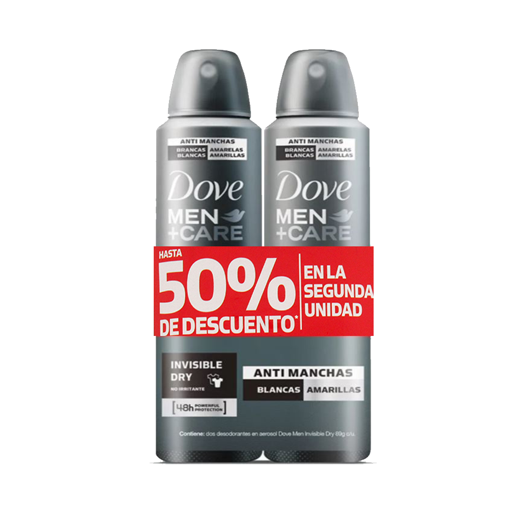 Desodorante Dove Men Invisible Dry Spray 89Gr 2 Unidades