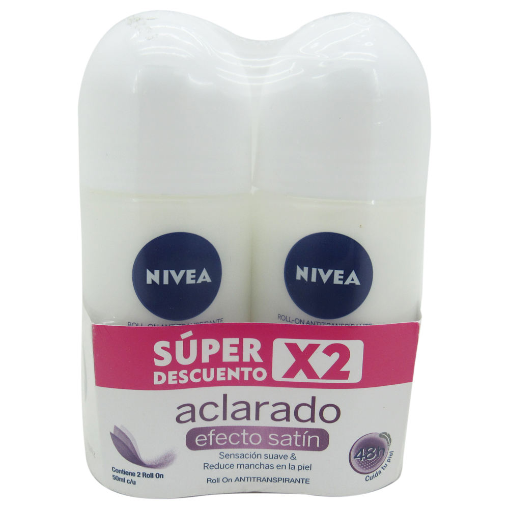 Desodorante Nivea Aclarado Satin Roll-on 50Ml 2 Unidades Precio Especial
