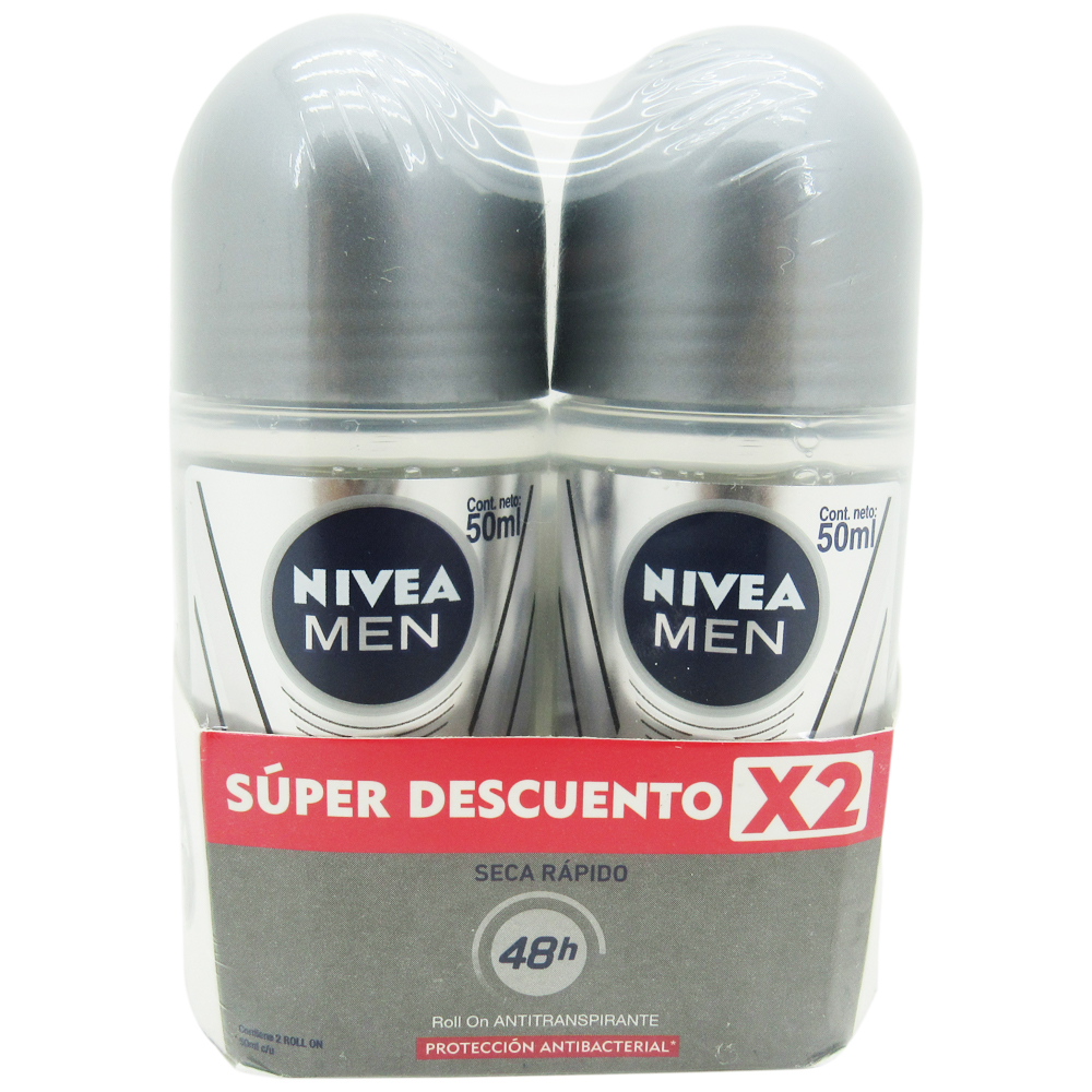 Desodorante Nivea Men Silver Protect Roll-on 50Ml 2 Unidades Precio Especial
