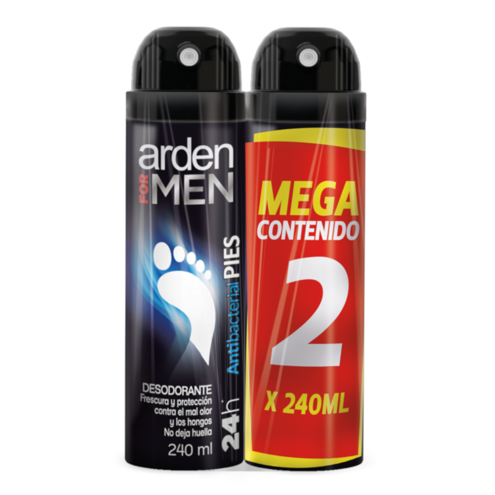 Desodorante Pies Arden For Men Antibacterial 2 Unidades 480Gr