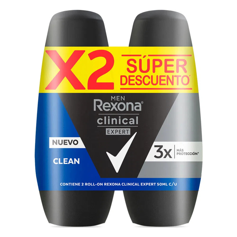 Desodorante Rexona Clinical Men Rollon 2 Unidades Precio Especial 100Ml