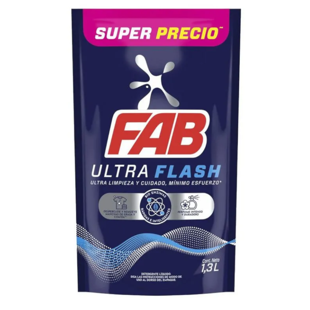 Detergente Líquido Fab Doypack Ultra Flash 1300Ml